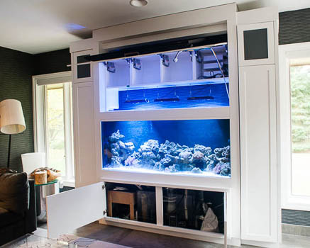 Photo of finished custom aquarium cabinet